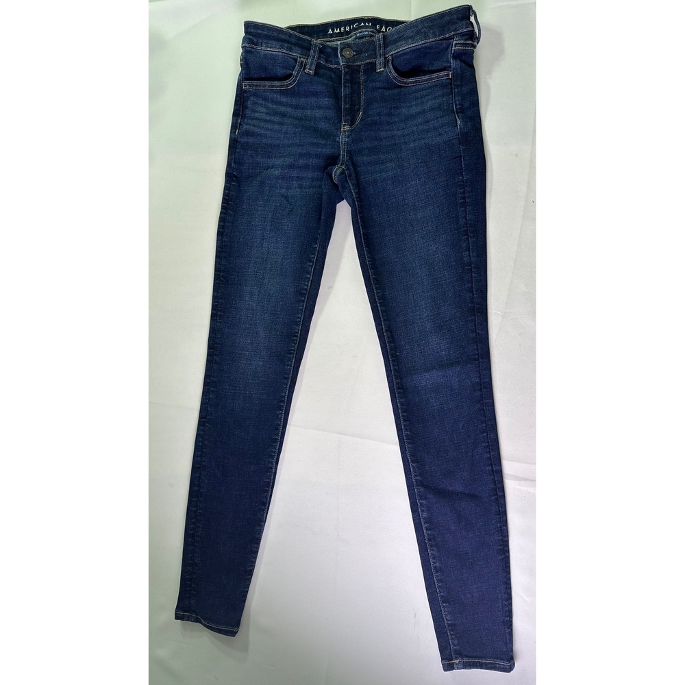 American Eagle Next Level Stretch Jegging Dark Wash Skinny Denim Jeans Sz 4 Long